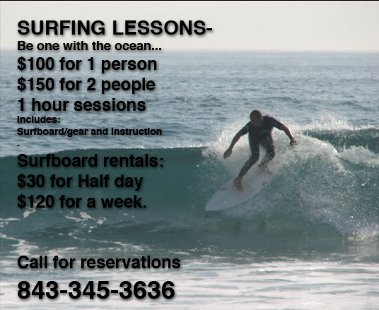 suring lessons and rentals on Folly beach near charleston